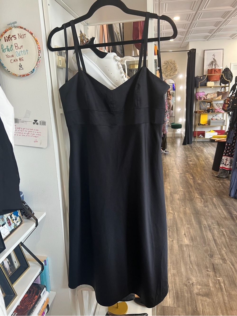 Banana Republic Black Midi Slip Dress with Spaghetti Straps